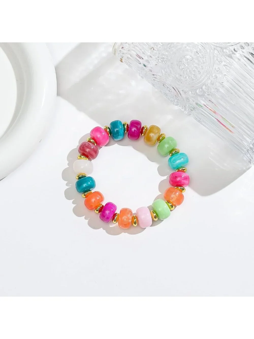 Colorful Chunky Beaded Bracelet for Women | Elastic Stretch Boho Jewelry for
